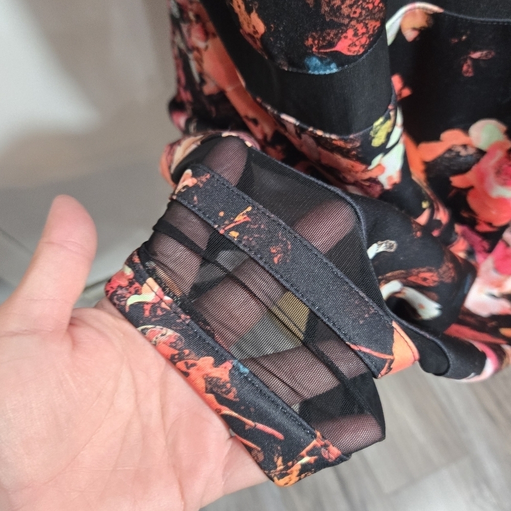 Boutique Floral Midi Dress NWT Sz 2x Sheer Detail - Picture 6 of 10